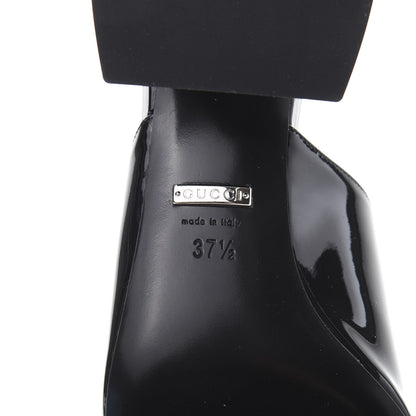 Gucci Patent Lexi Horsebit Mid-Heel Slide Sandals 37.5 Black 6 of 8