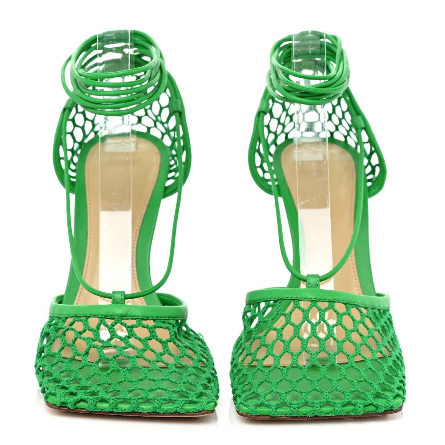 Mesh Nappa Stretch Ankle Tie 90mm Sandals 37 Grass