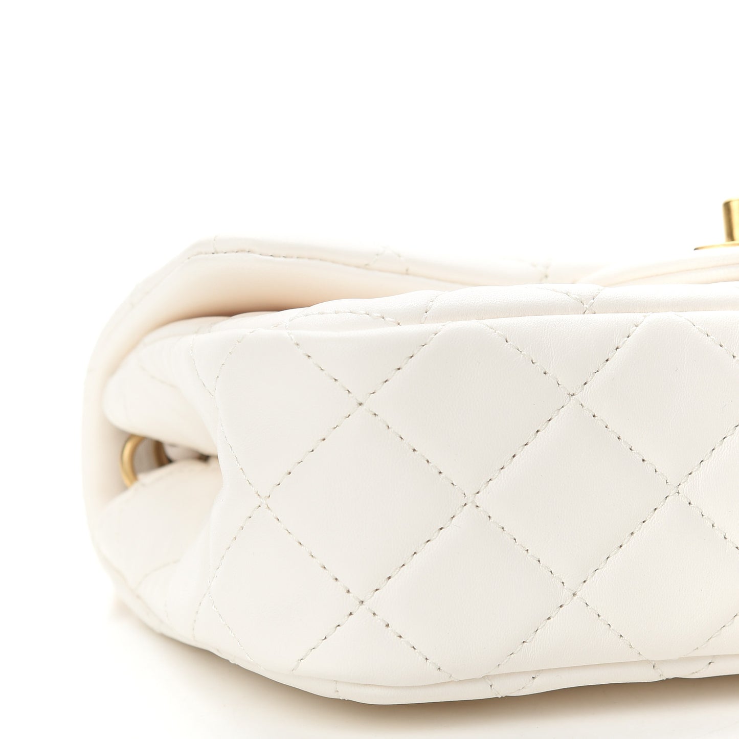 Lambskin Quilted Mini Rectangular Pearl Crush Flap White