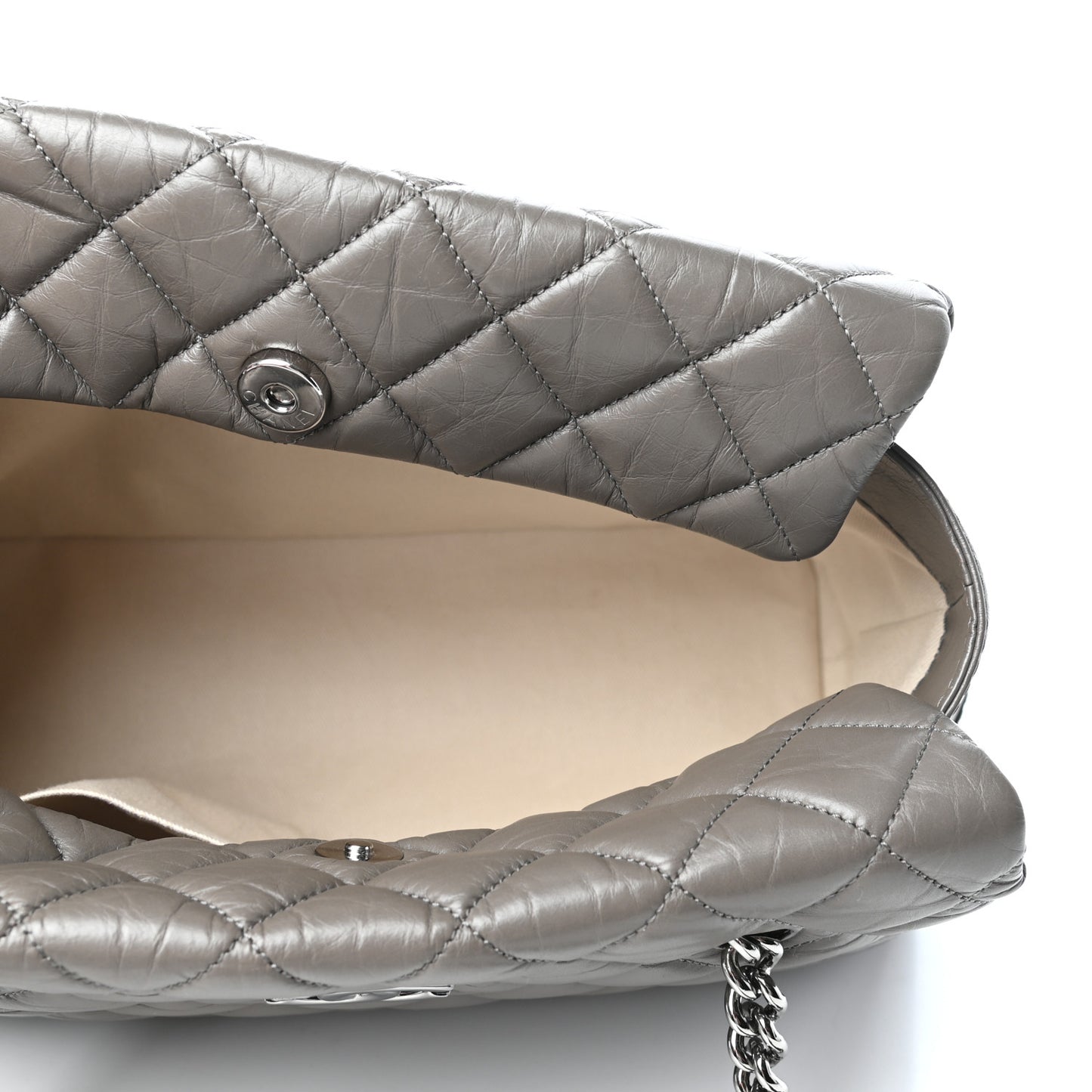 Aged Calfskin Lady Pearly Tote Grey