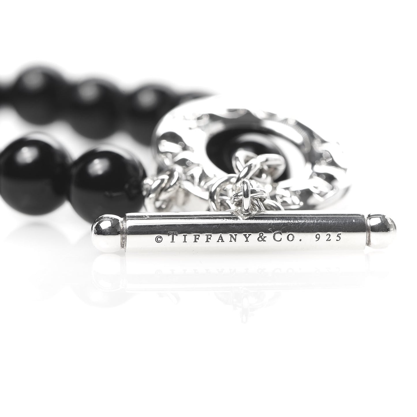 Sterling Silver Black Onyx Bead Toggle Bracelet