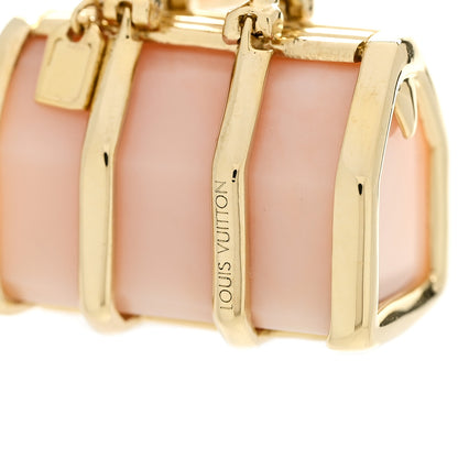 Louis Vuitton 18K Yellow Gold Rose Quartz Keepall Bag Charm Pendant 4 of 5