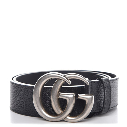 Gucci Textured Dollar Calfskin Nickel Double G 40mm Belt 85 34 Black 1 of 7