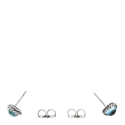 David Yurman Sterling Silver Blue Topaz 8mm Chatelaine Earrings 3 of 6