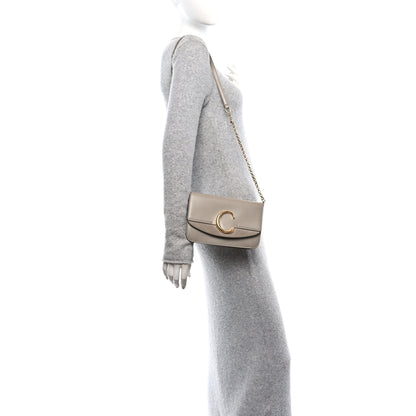 Chloe Calfskin Suede C Clutch With Chain Motty Grey 2 of 10