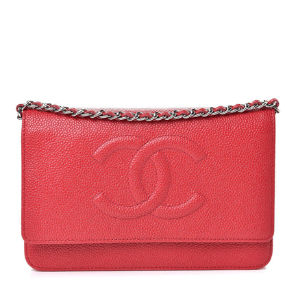 Chanel Caviar Timeless CC Wallet On Chain WOC Red 1 of 12