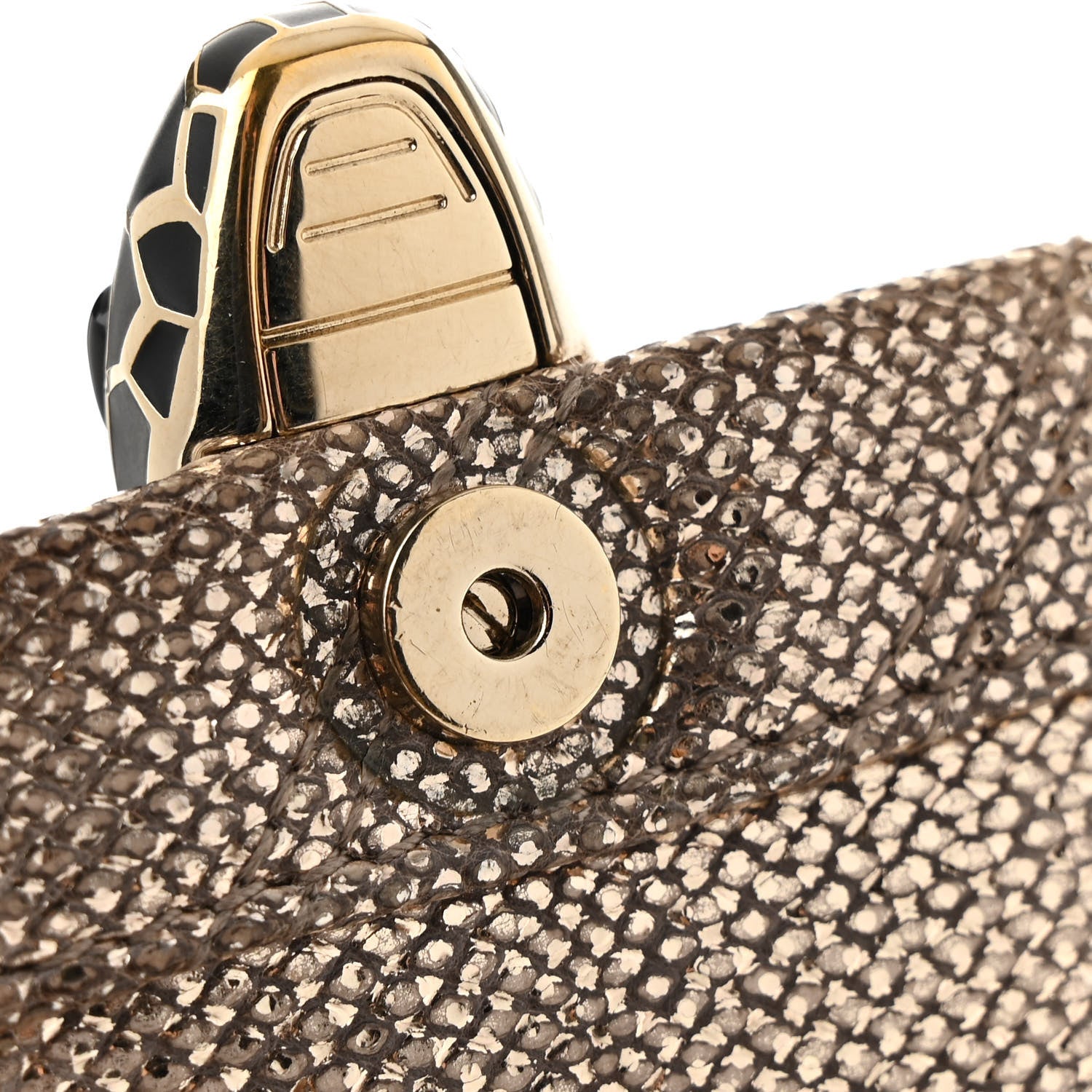 Bulgari Metallic Karung Matelasse Mini Serpenti Cabochon Crossbody Gold 12 of 13
