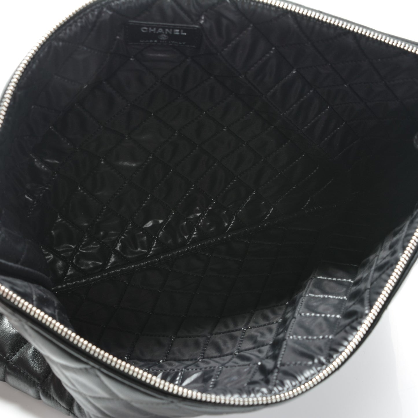 Lambskin Quilted Large Cosmetic Case Black