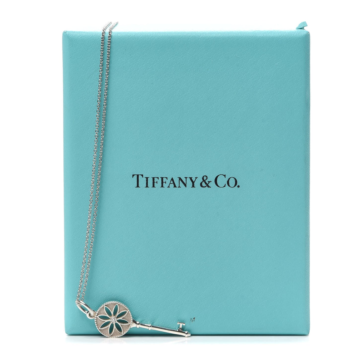 Sterling Silver Diamond Small Daisy Key Pendant Necklace