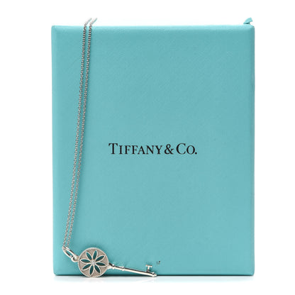 Tiffany Sterling Silver Diamond Small Daisy Key Pendant Necklace 6 of 6