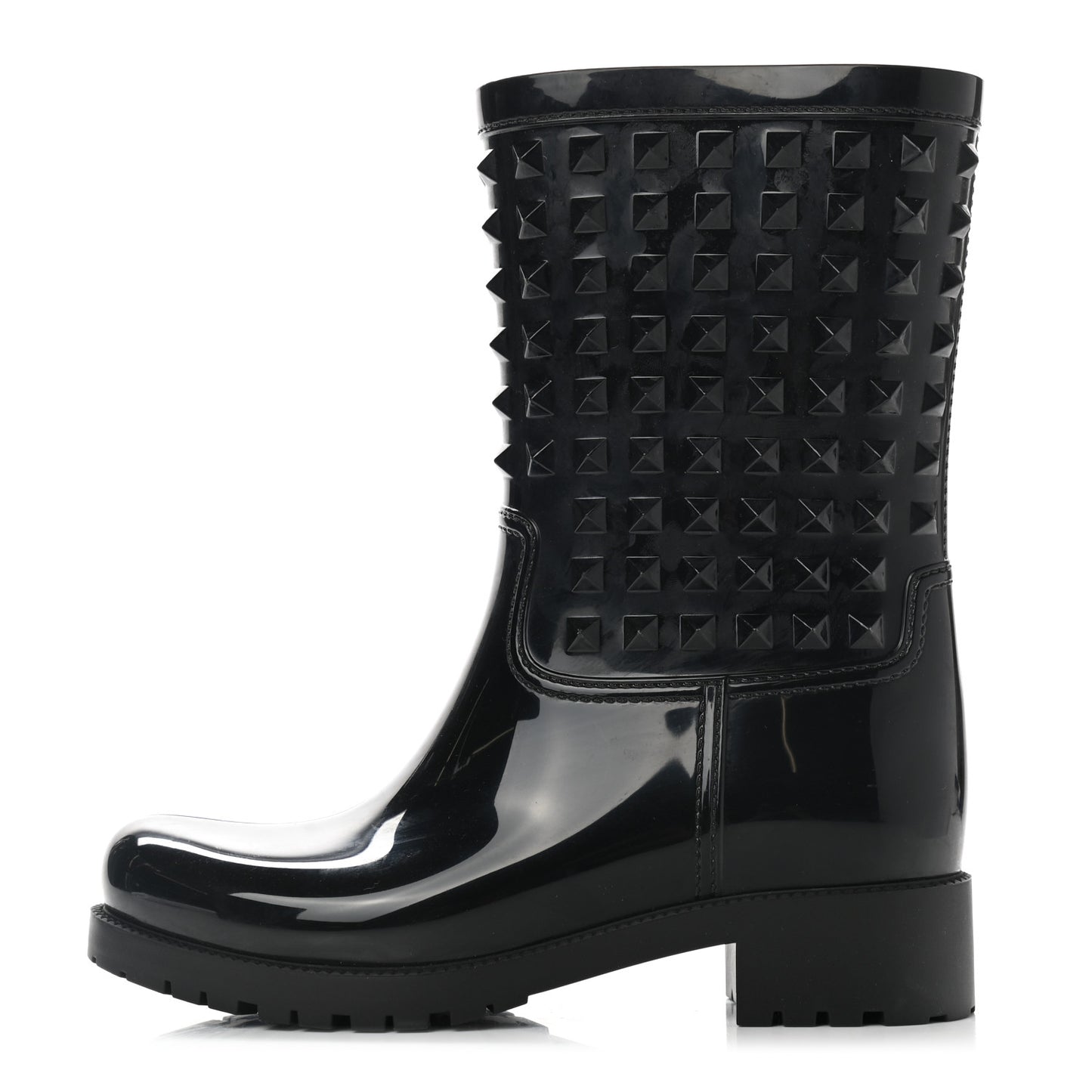 Rubber Rockstud Rain Boots 37 Black