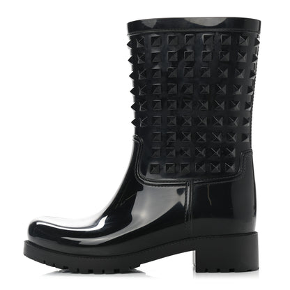 Valentino Garavani Rubber Rockstud Rain Boots 37 Black 1 of 9