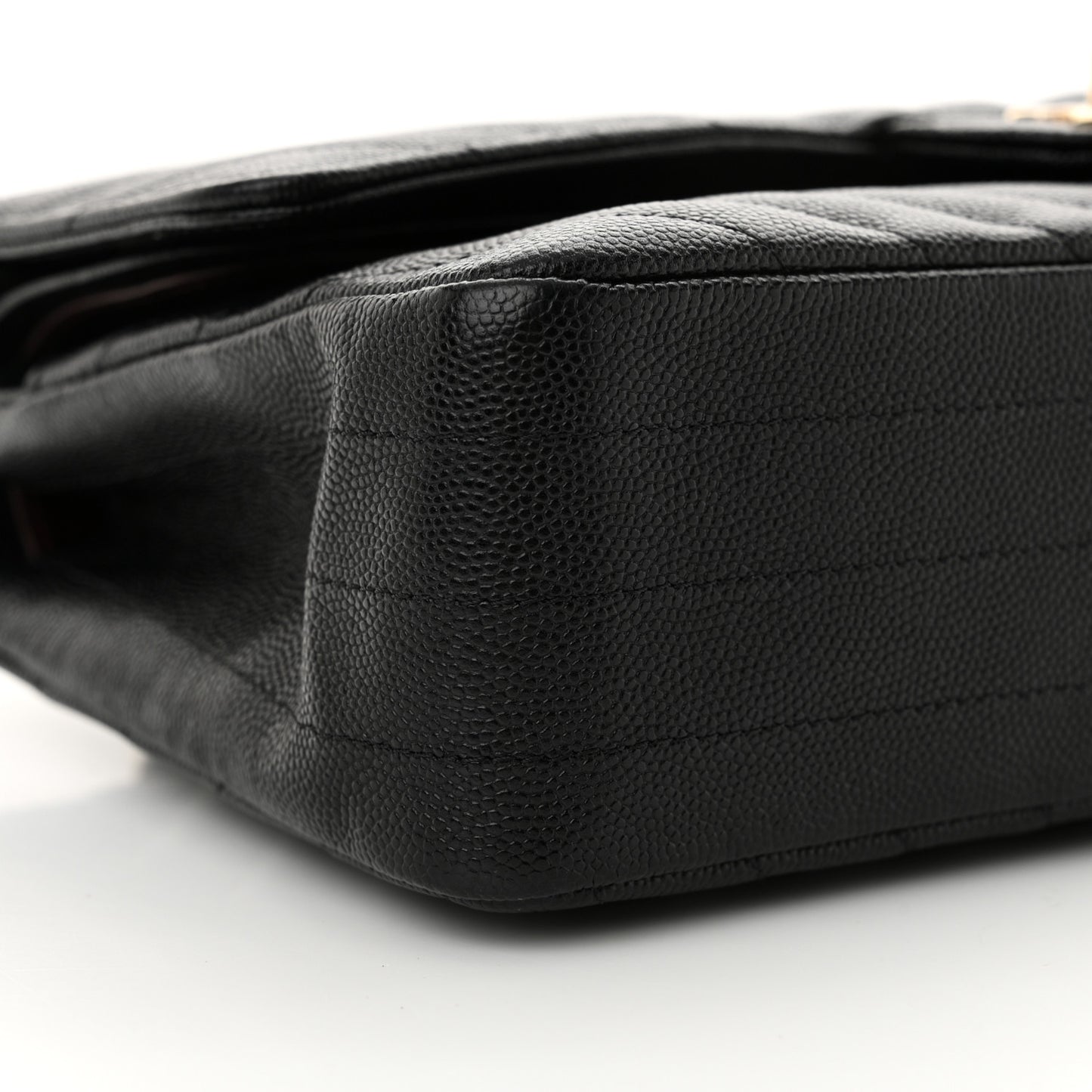 Caviar Chevron Quilted Medium Double Flap Black