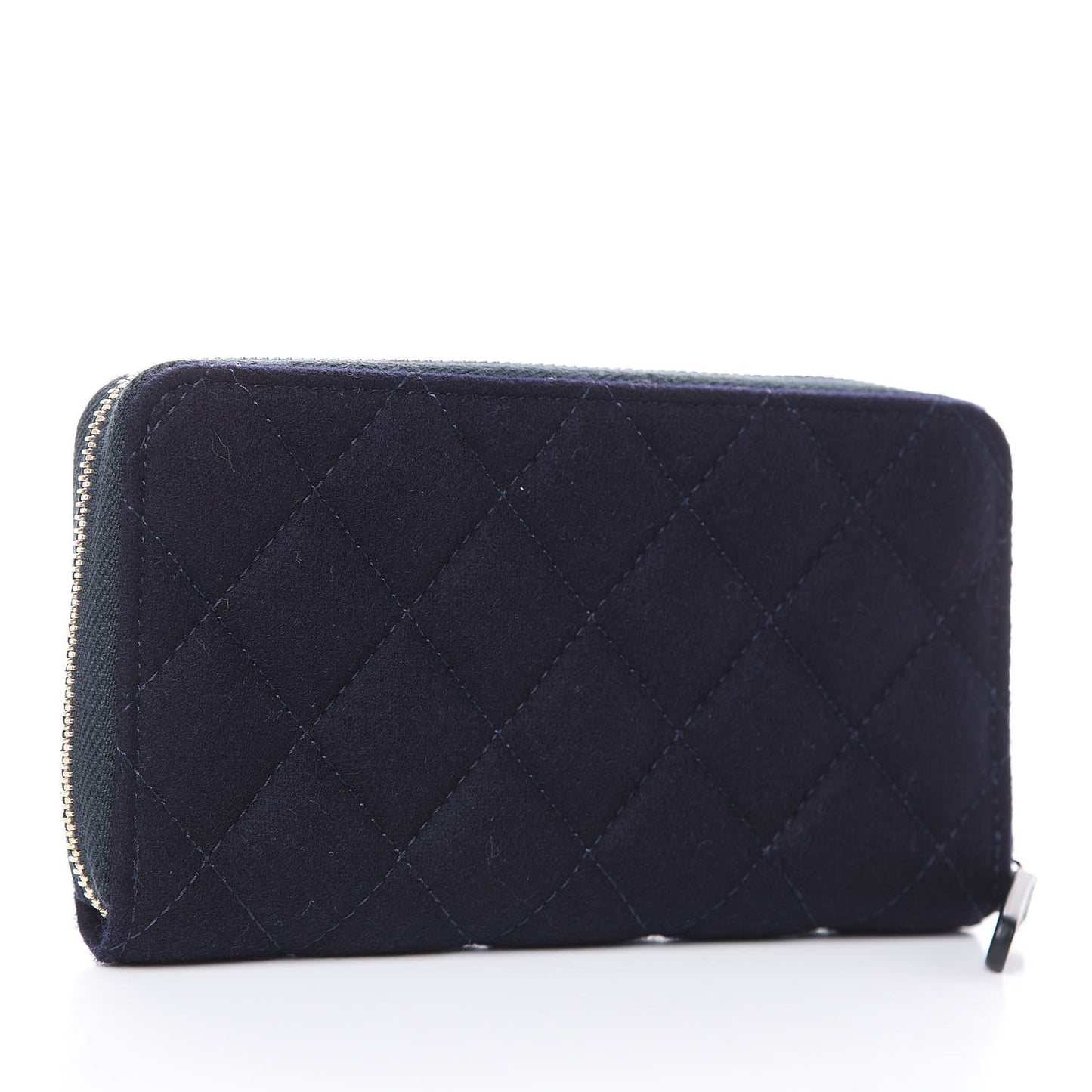 Felt Quilted Paris-Hamburg Charms Zip Around Wallet Dark Navy