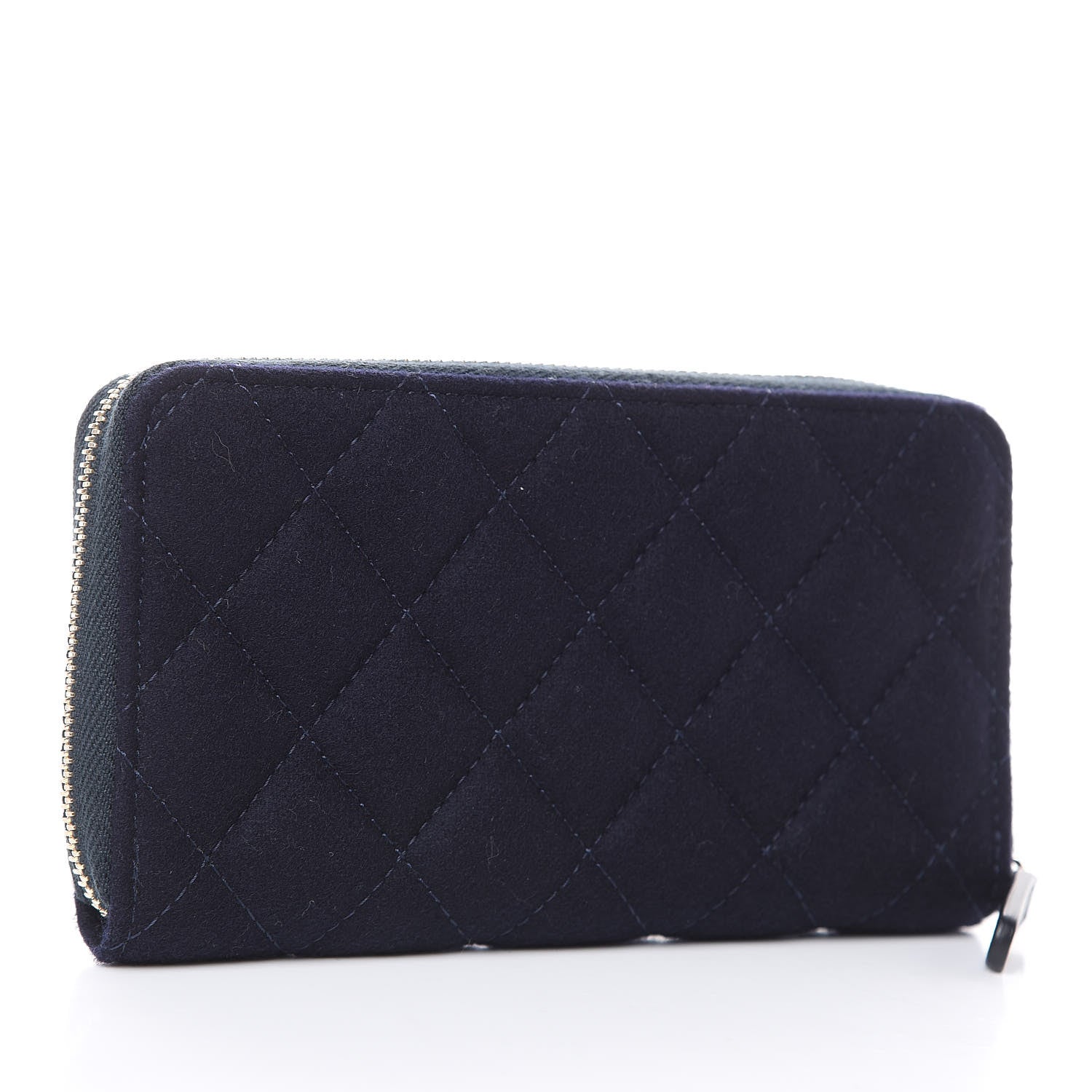 Chanel Felt Quilted Paris-Hamburg Charms Zip Around Wallet Dark Navy 3 of 8