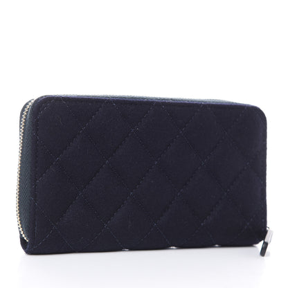 Chanel Felt Quilted Paris-Hamburg Charms Zip Around Wallet Dark Navy 3 of 8
