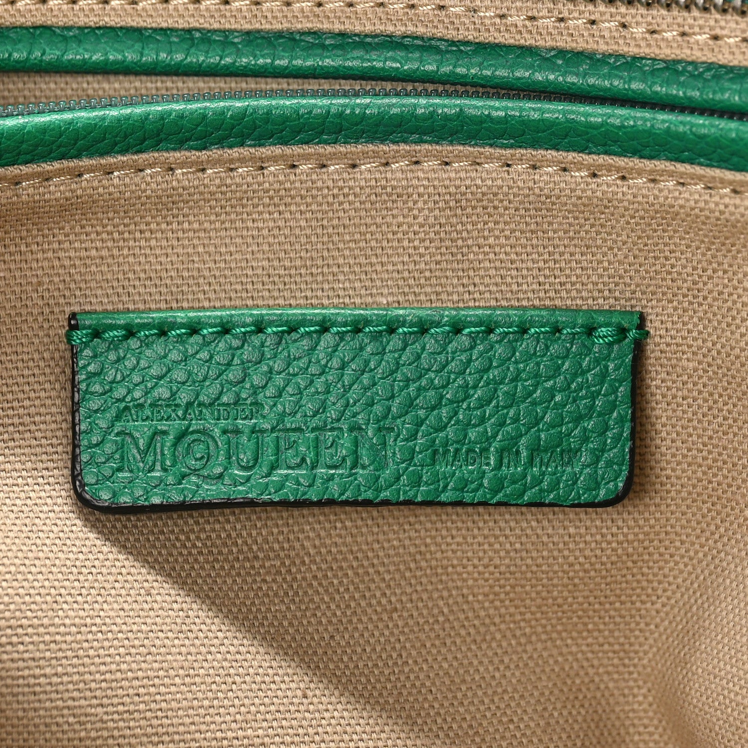 Alexander McQueen Pebbled Calfskin Large Skull Padlock Zip Around Tote Emerald 6 of 8