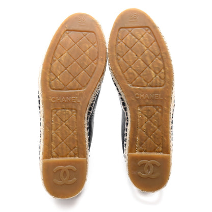 Chanel Lambskin CC Espadrilles 36 Navy Black 6 of 9