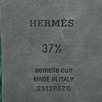Hermes Woolskin Oran Sandals 37.5 Vert Anglais 8 of 10