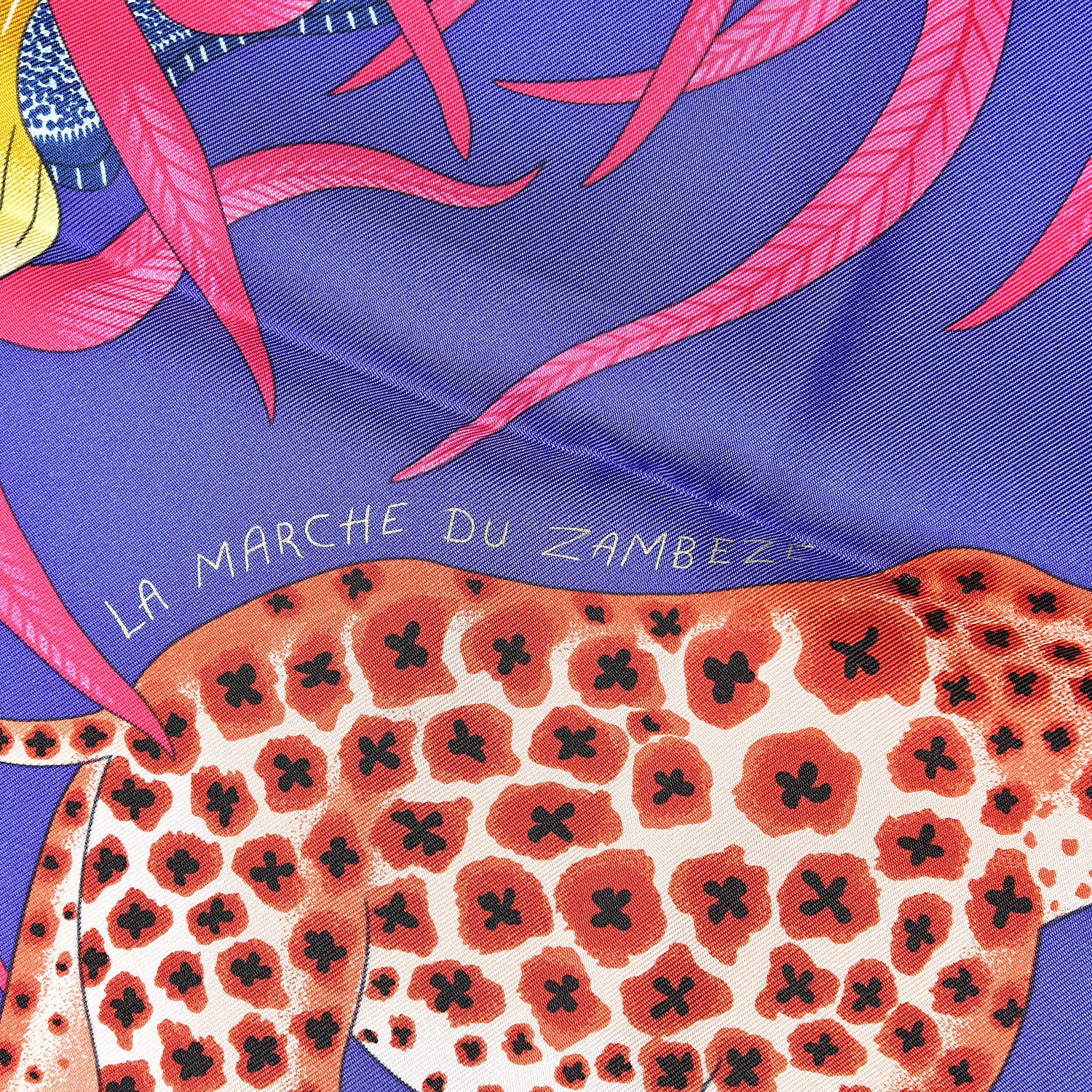 Hermes Silk La Marche Du Zambeze Scarf 90 Iris Vert Brique 4 of 4