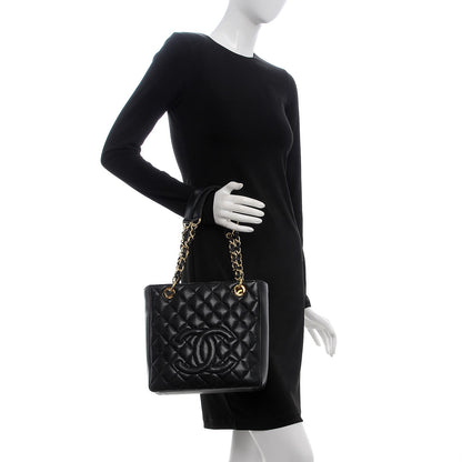 Chanel Caviar Quilted Petit Shopping Tote PST Black 2 of 7