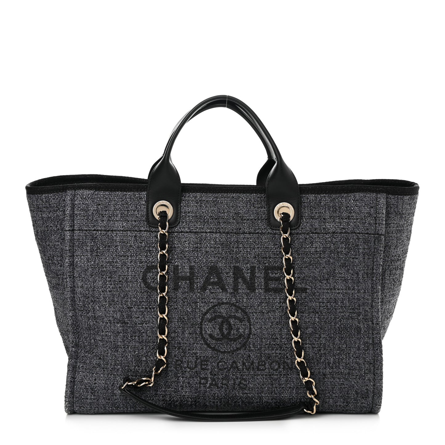 Lurex Boucle Medium Deauville Tote Black