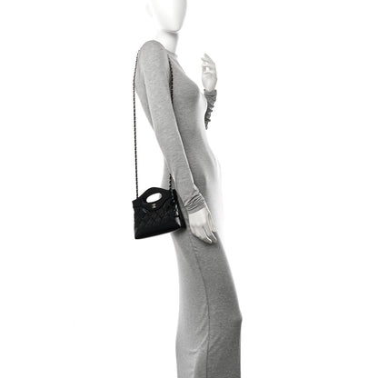 Chanel Shiny Crumpled Calfskin Quilted Nano 31 Shopping Bag Black 2 of 12