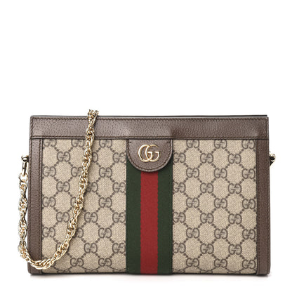 Gucci GG Supreme Monogram Web Small Ophidia Chain Shoulder Bag Brown 1 of 13