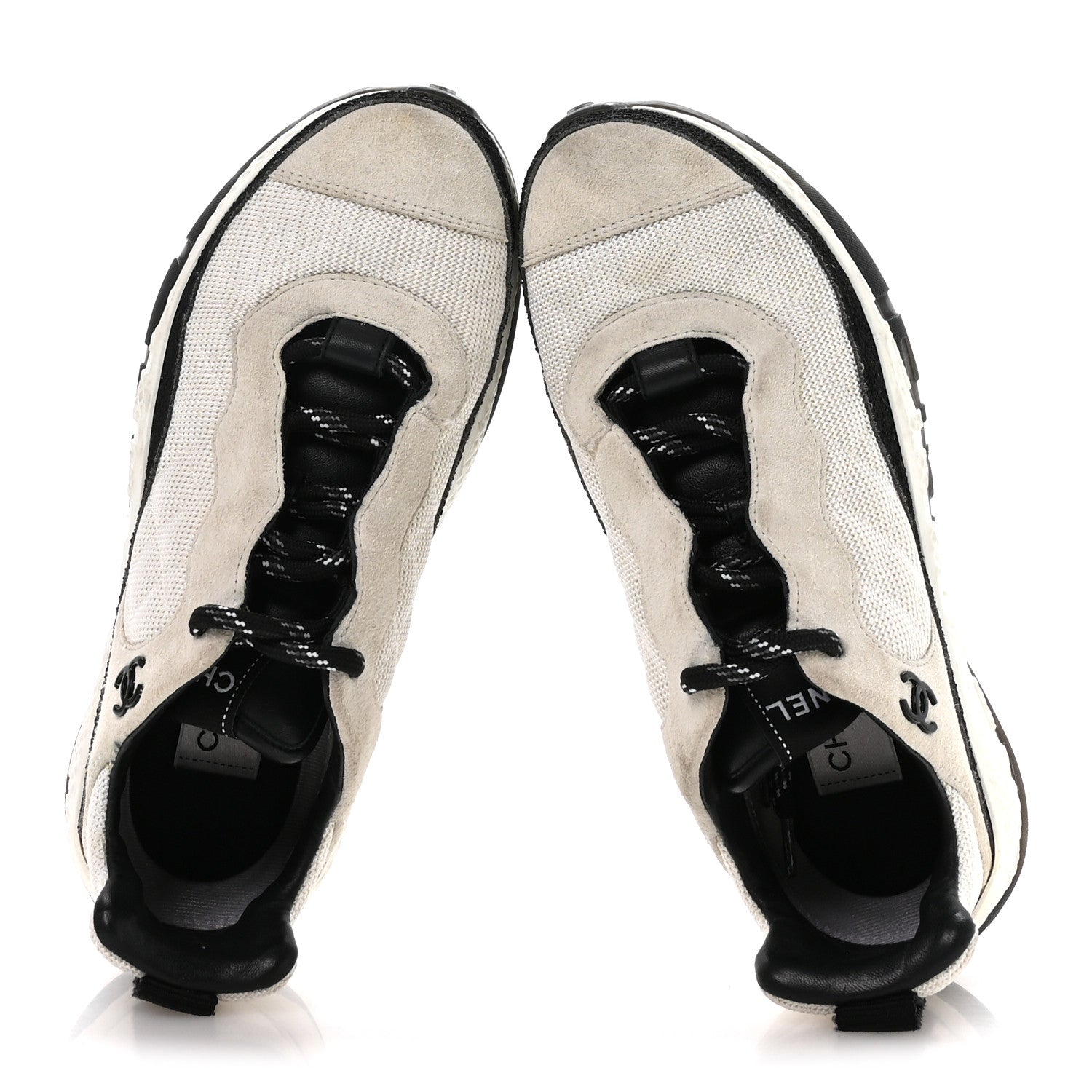 Chanel Mesh Suede Calfskin Quilted Sneakers 38 White Ivory 2 of 8