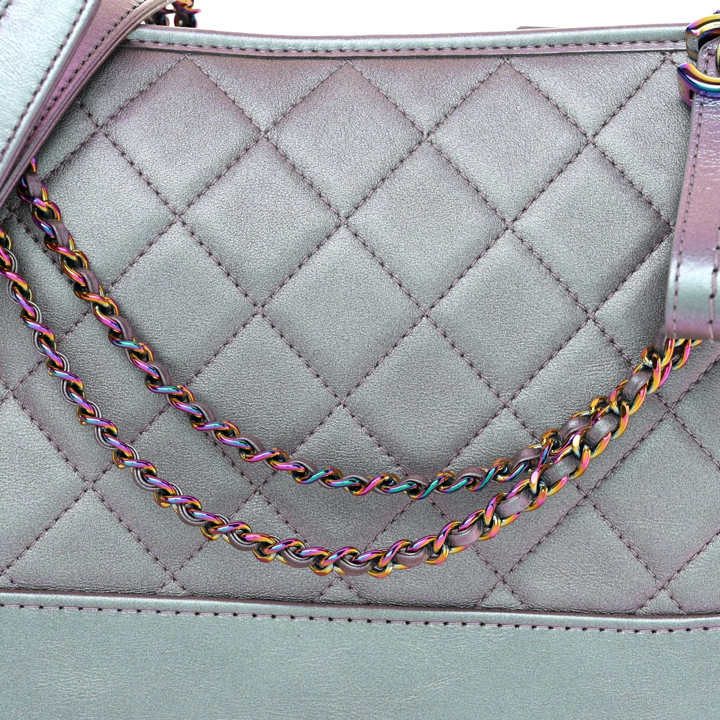 Iridescent Lambskin Calfskin Quilted Medium Gabrielle Hobo Light Purple