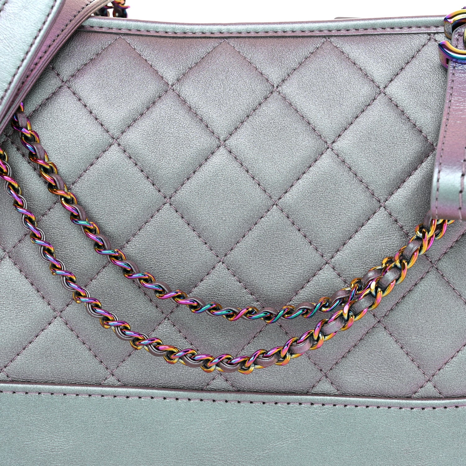 Chanel Iridescent Lambskin Calfskin Quilted Medium Gabrielle Hobo Light Purple 8 of 10
