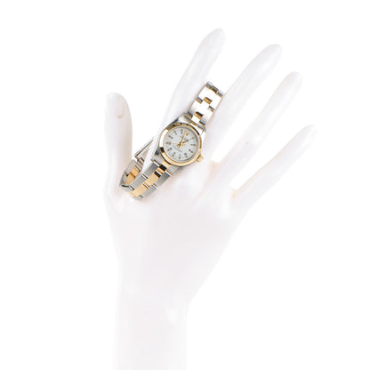 Rolex Stainless Steel 18K Yellow Gold 26mm Oyster Perpetual Watch White Roman 67183 2 of 6