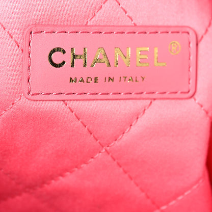 Chanel Shiny Calfskin Quilted Chanel 22 Drawstring Bag Coral Pink 7 of 13