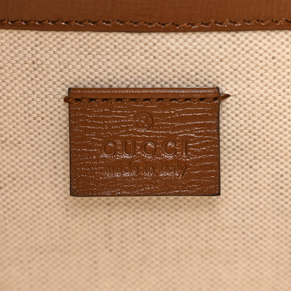 Gucci GG Supreme Monogram Azalea Calfskin Small Horsebit 1955 Foldover Top Handle Bag Beige Ebony Brown Sugar 6 of 10
