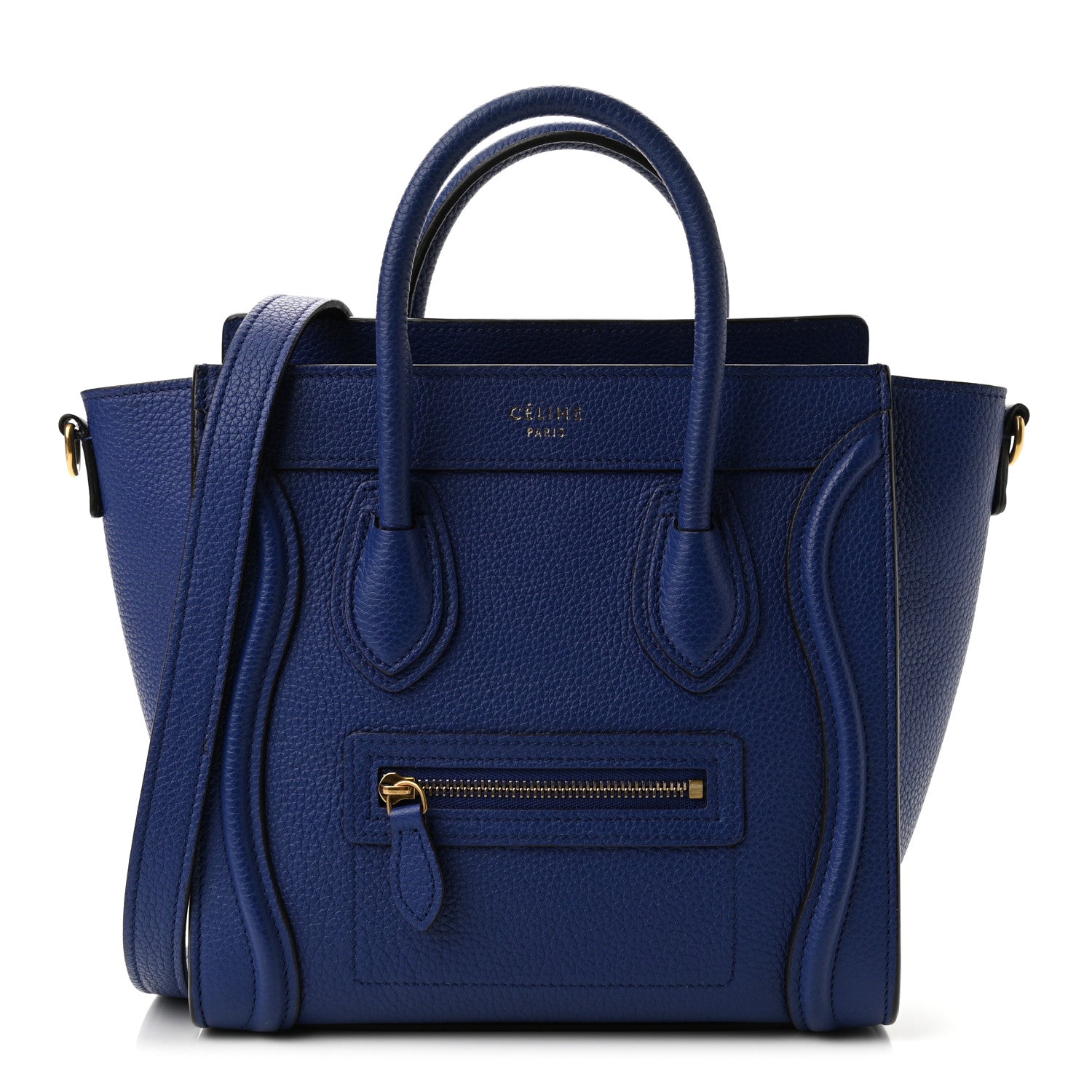 Celine Drummed Calfskin Nano Luggage Indigo 1 of 10