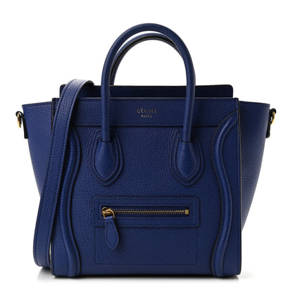 Celine Drummed Calfskin Nano Luggage Indigo 1 of 10