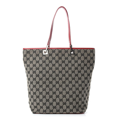 Gucci Monogram Large Bucket Tote Navy Red 1 of 12
