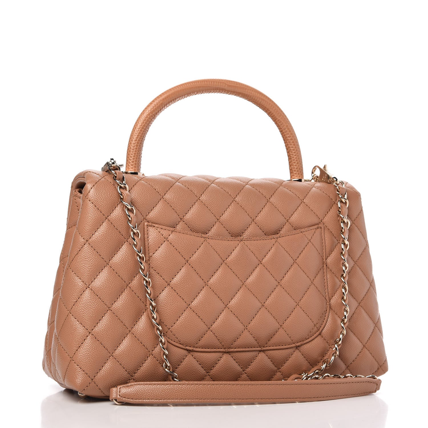 Chanel Caviar Lizard Embossed Quilted Small Coco Handle Flap Brown 2 of 10