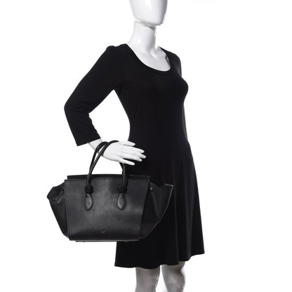 Celine Crisped Calfskin Small Tie Knot Tote Black 2 of 8
