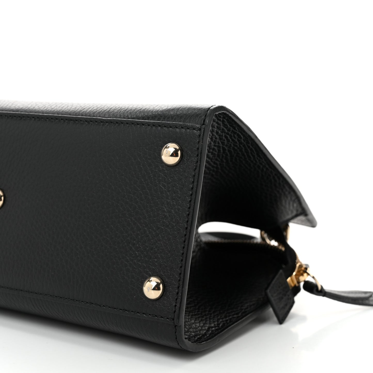 Pebbled Calfskin Medium Soho Top Handle Satchel Black