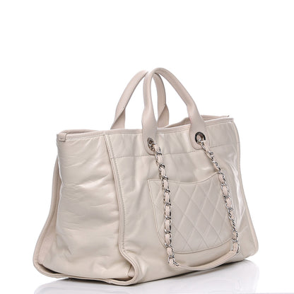 Chanel Glazed Calfskin Large Deauville Tote Ivory 3 of 13
