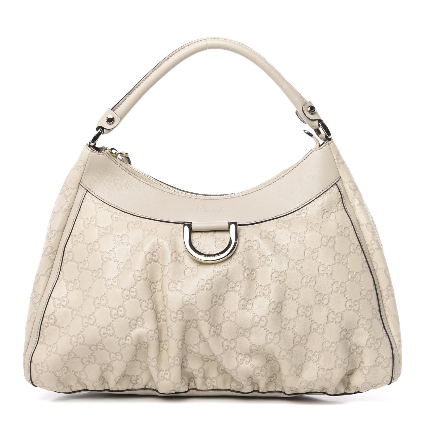 Guccissima Large D Gold Ring Hobo Off White