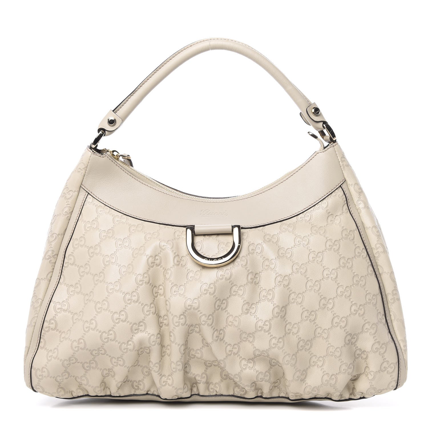 Gucci Guccissima Large D Gold Ring Hobo Off White 1 of 10