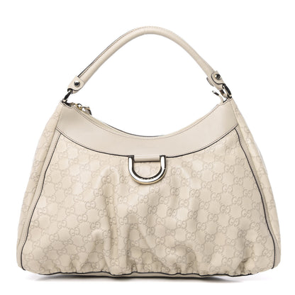 Gucci Guccissima Large D Gold Ring Hobo Off White 1 of 10