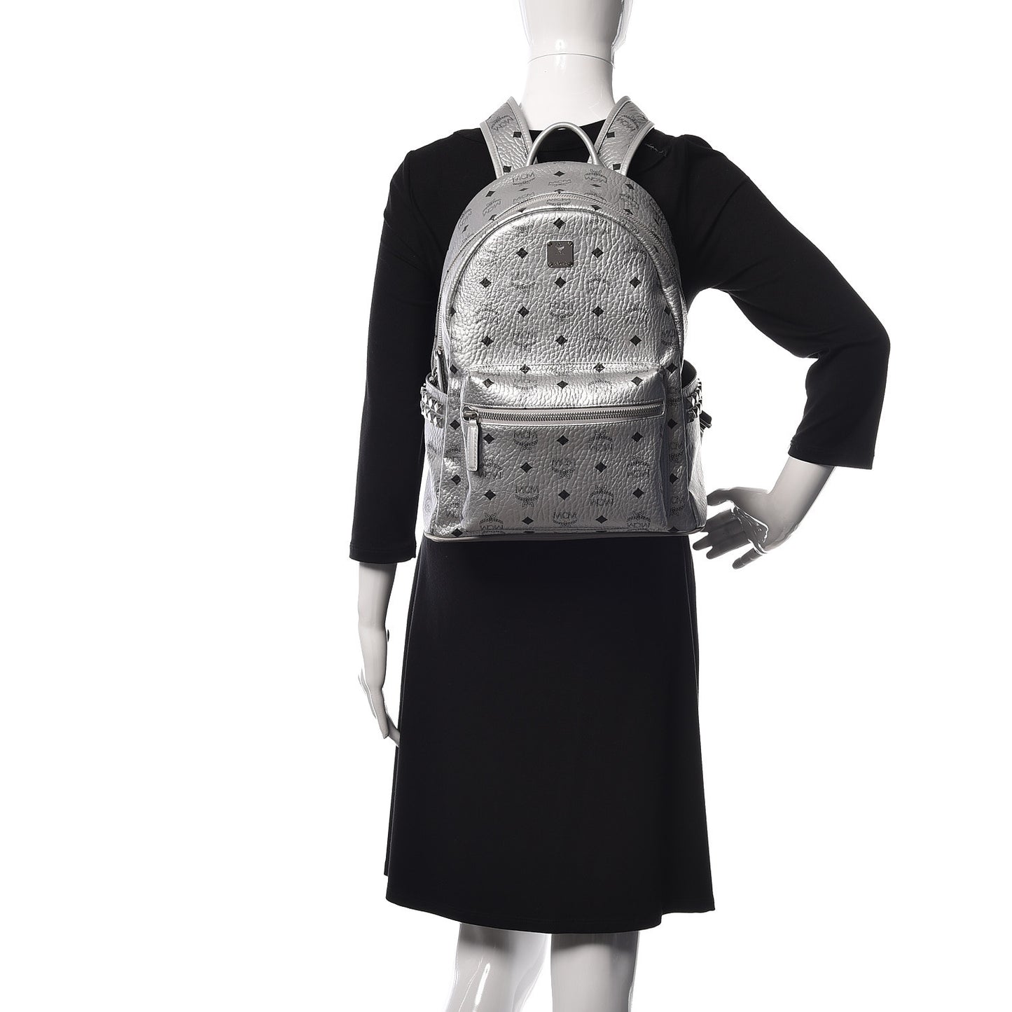 Metallic Visetos Medium Side Stud Stark Backpack Berlin Silver