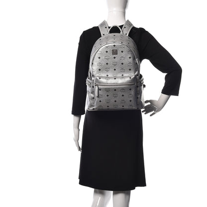 MCM Metallic Visetos Medium Side Stud Stark Backpack Berlin Silver 2 of 14