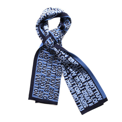 Louis Vuitton Wool Logo Scarf Blue 1 of 4