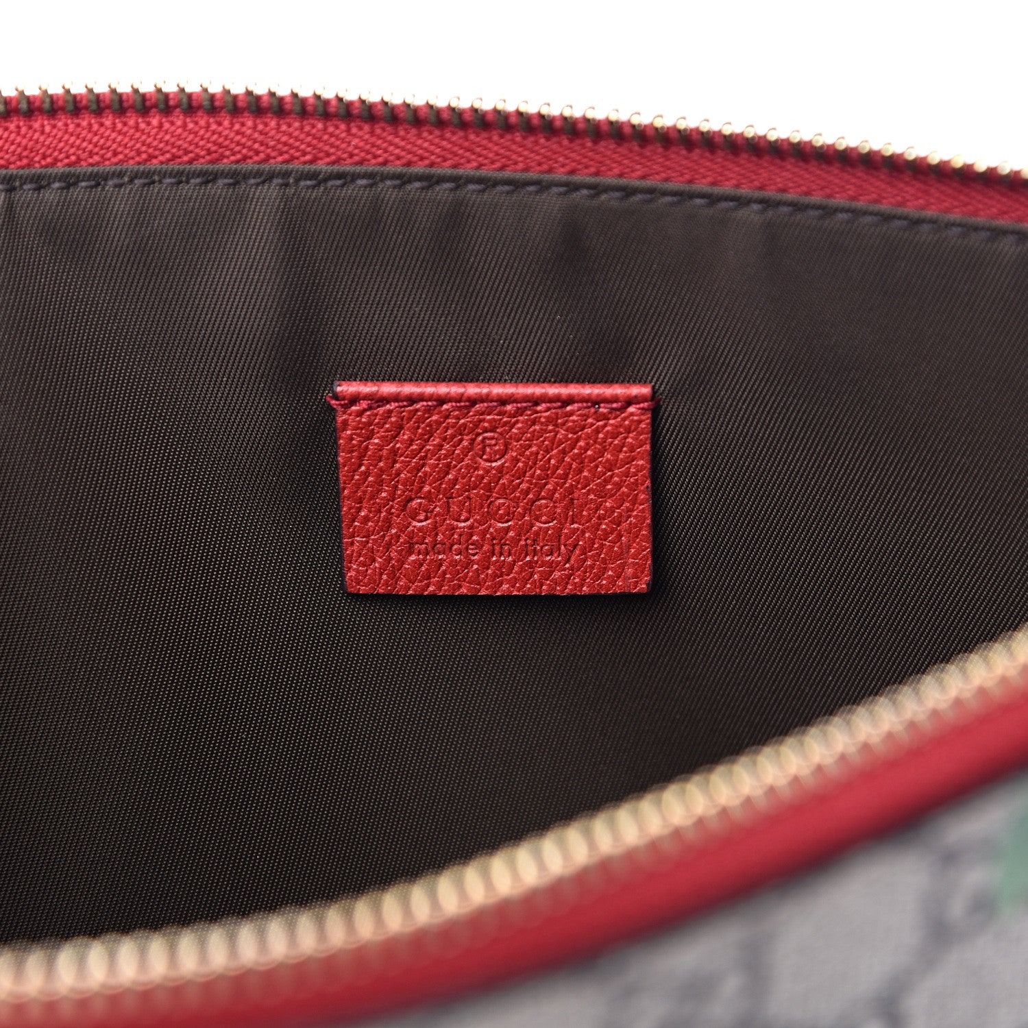 Gucci GG Supreme Monogram Tian Large Zip Pouch Beige Multicolor Red 5 of 7