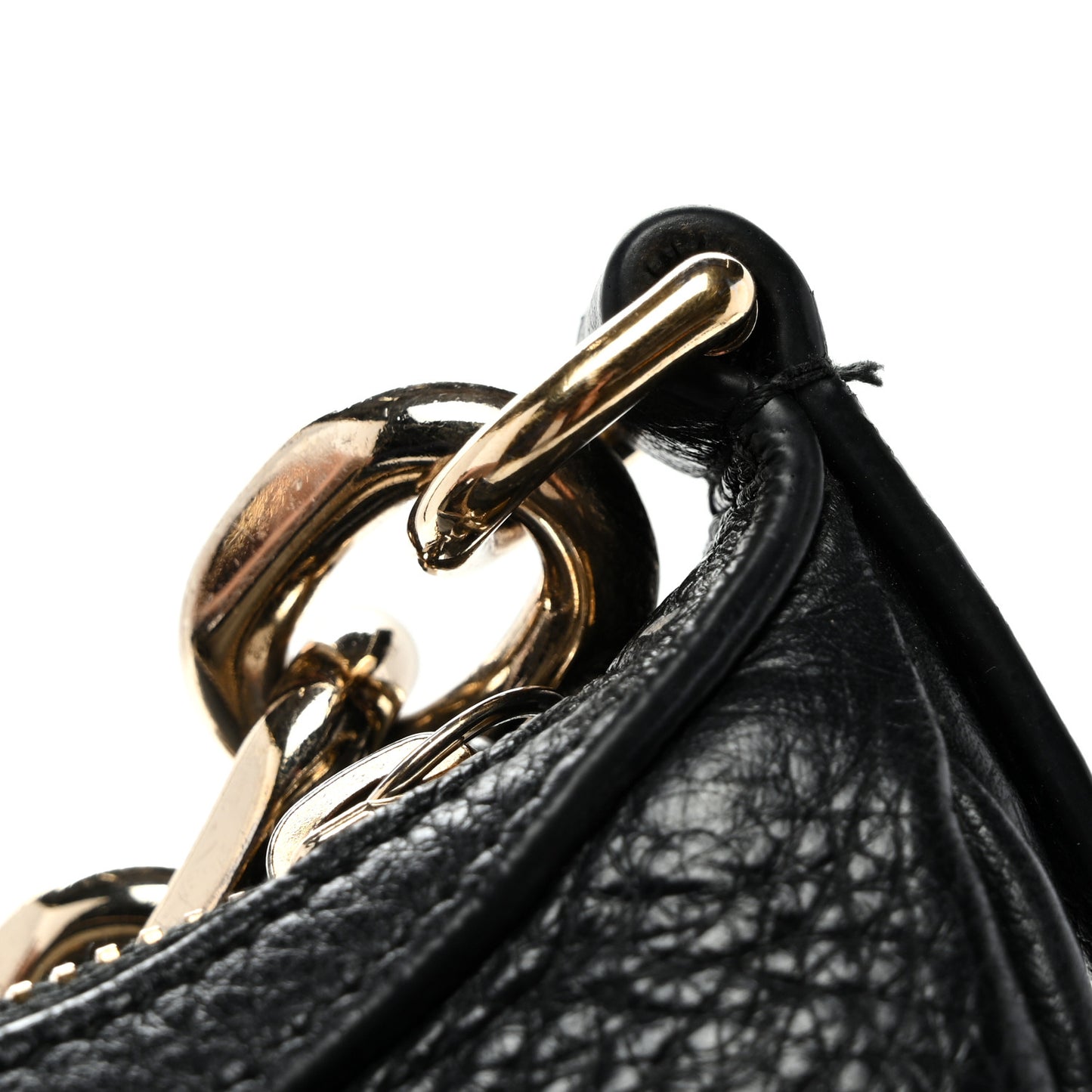 GG Grainy Calfskin Emblem Large Half Moon Shoulder Bag Black