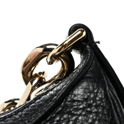 Gucci GG Grainy Calfskin Emblem Large Half Moon Shoulder Bag Black 11 of 11